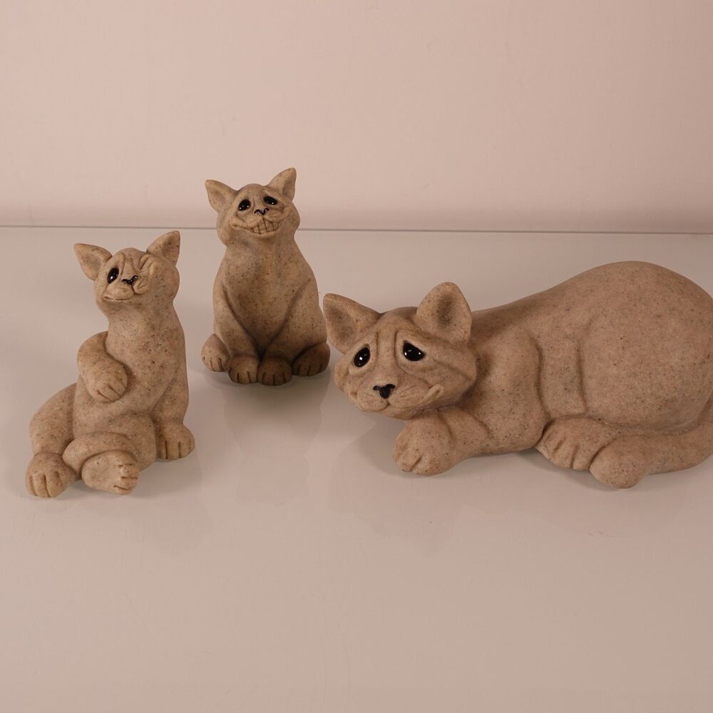 Vintage Quarry Critters Lot of 3 Cats Chico Carla & Chiquita Cat Figurines